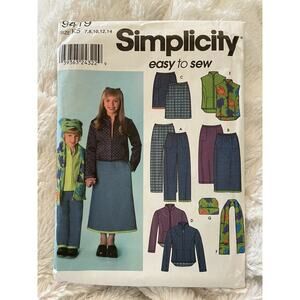 Simplicity easy Pattern 9419 Girls' PANTS, SKIRT, JACKET, VEST & HAT 7-14 Uncut